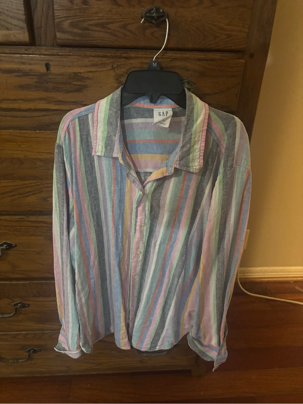GAP Men's Pastel Multi-Stripe Button-Up Shirt